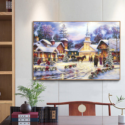 Snow Scene - Full Round Drill Diamond Painting 50*40CM