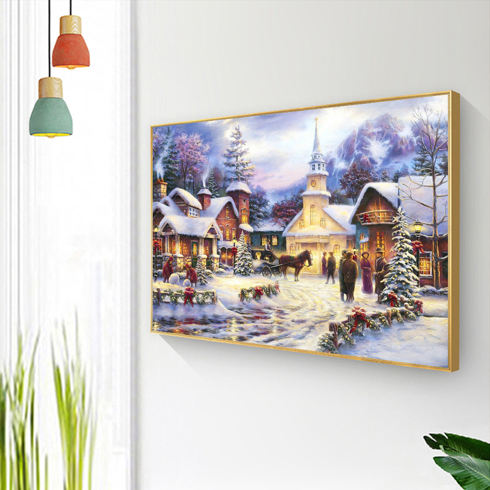 Snow Scene - Full Round Drill Diamond Painting 50*40CM
