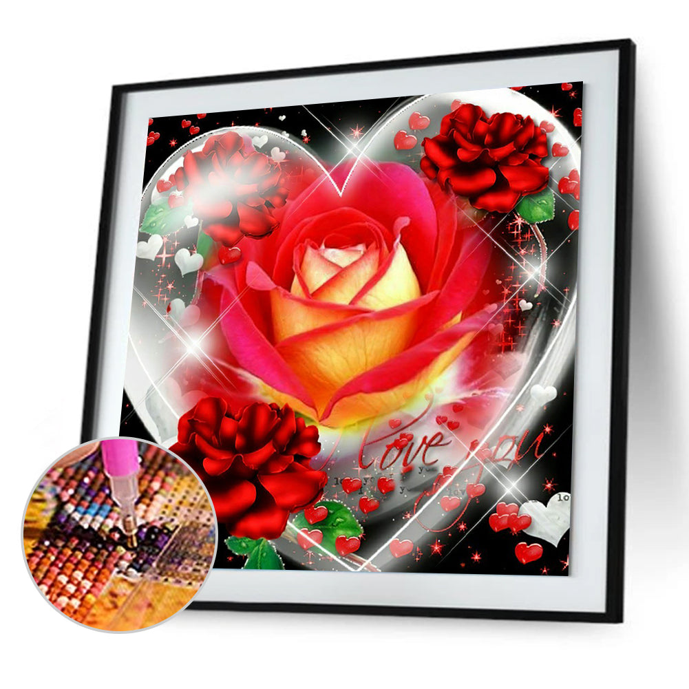 Rose Heart - Full Square Drill Diamond Painting 30*30CM