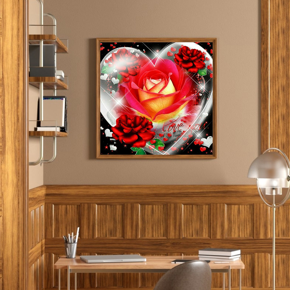 Rose Heart - Full Square Drill Diamond Painting 30*30CM