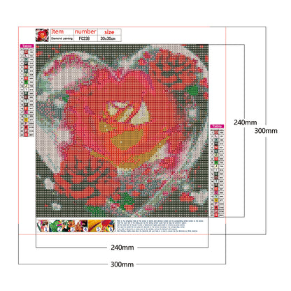 Rose Heart - Full Square Drill Diamond Painting 30*30CM