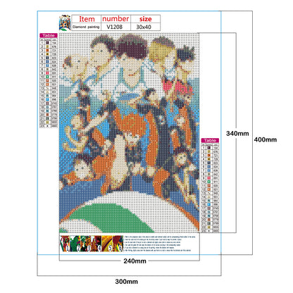 Japanese Haikyuu - Full Round Drill Diamond Painting 30*40CM