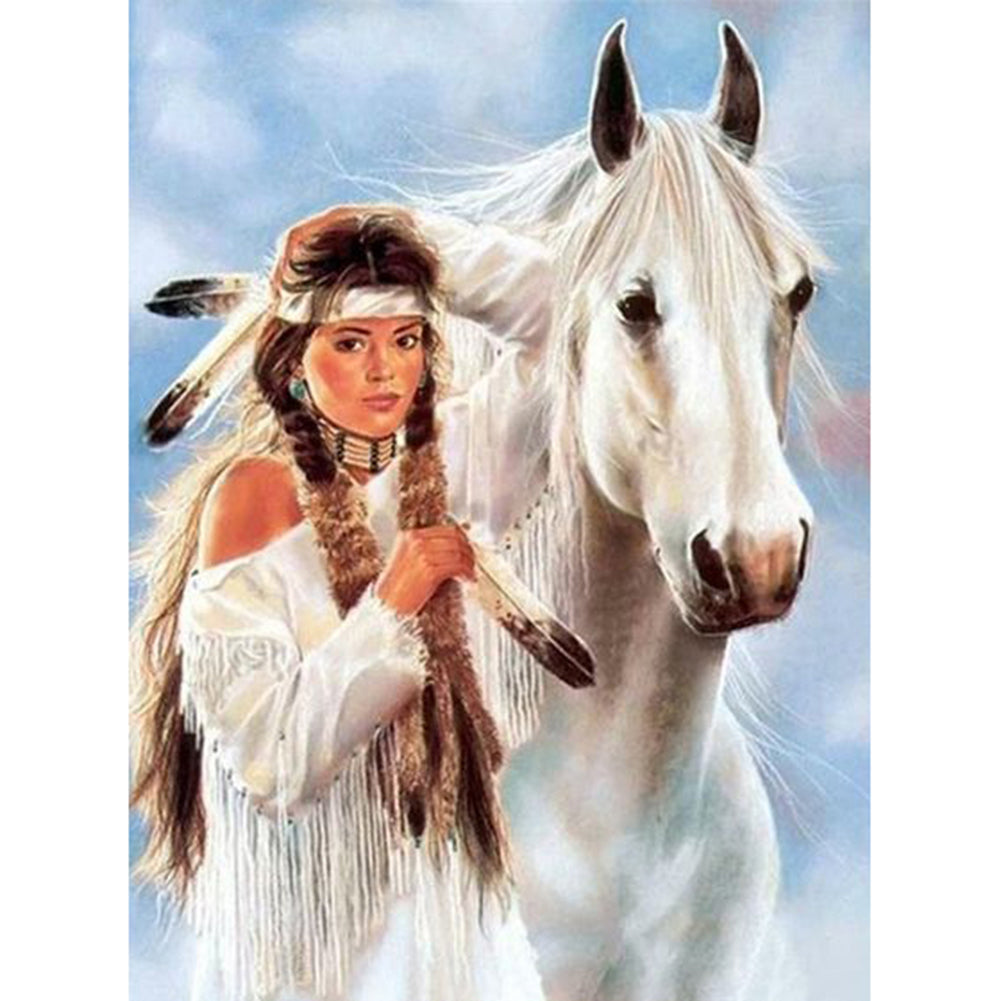 Woman Horse - Full Round Drill Diamond Painting 30*40CM