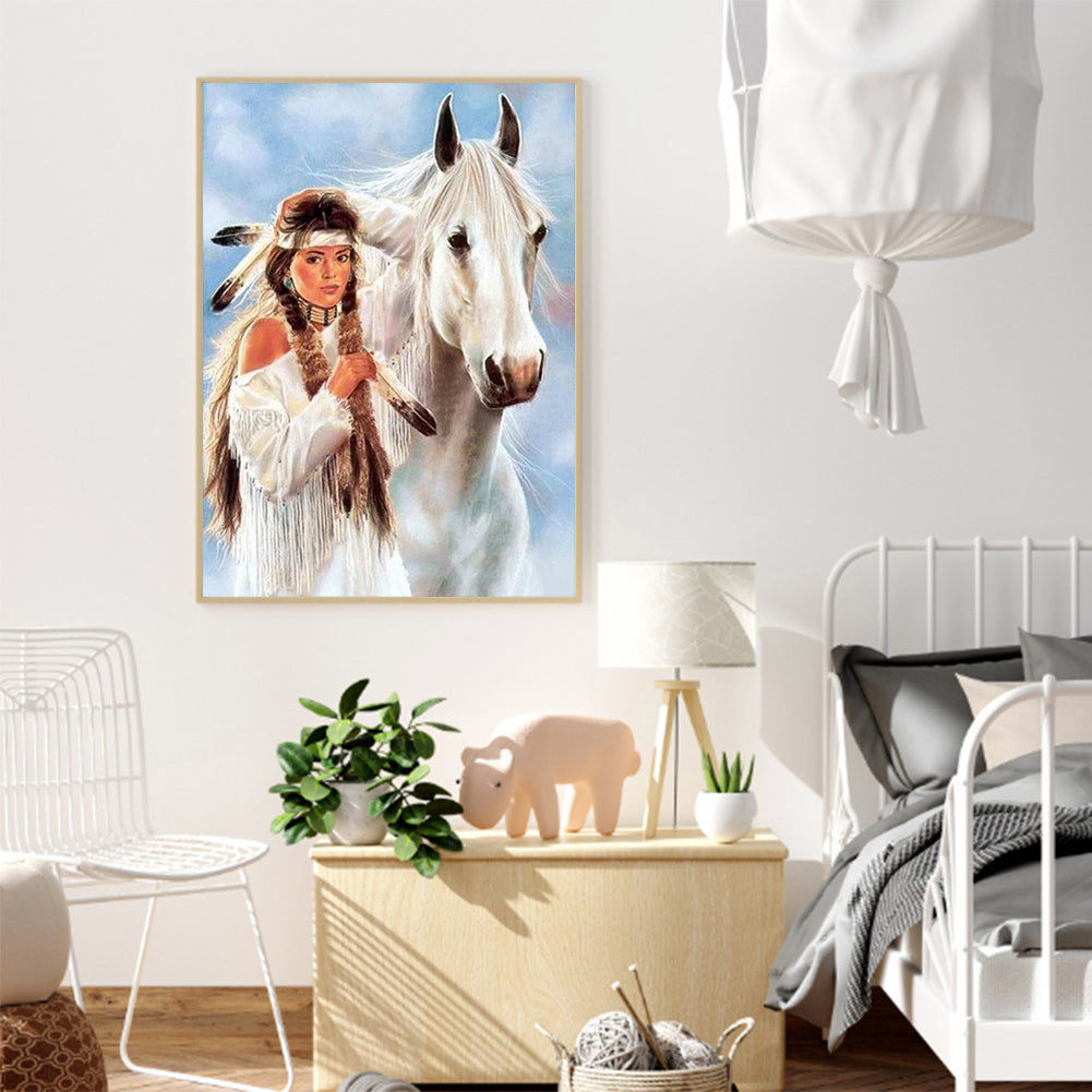 Woman Horse - Full Round Drill Diamond Painting 30*40CM