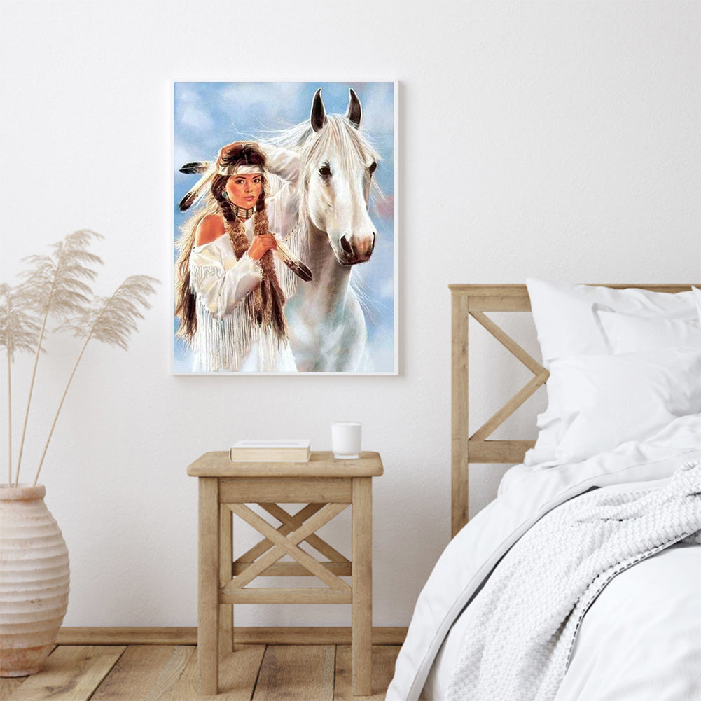 Woman Horse - Full Round Drill Diamond Painting 30*40CM