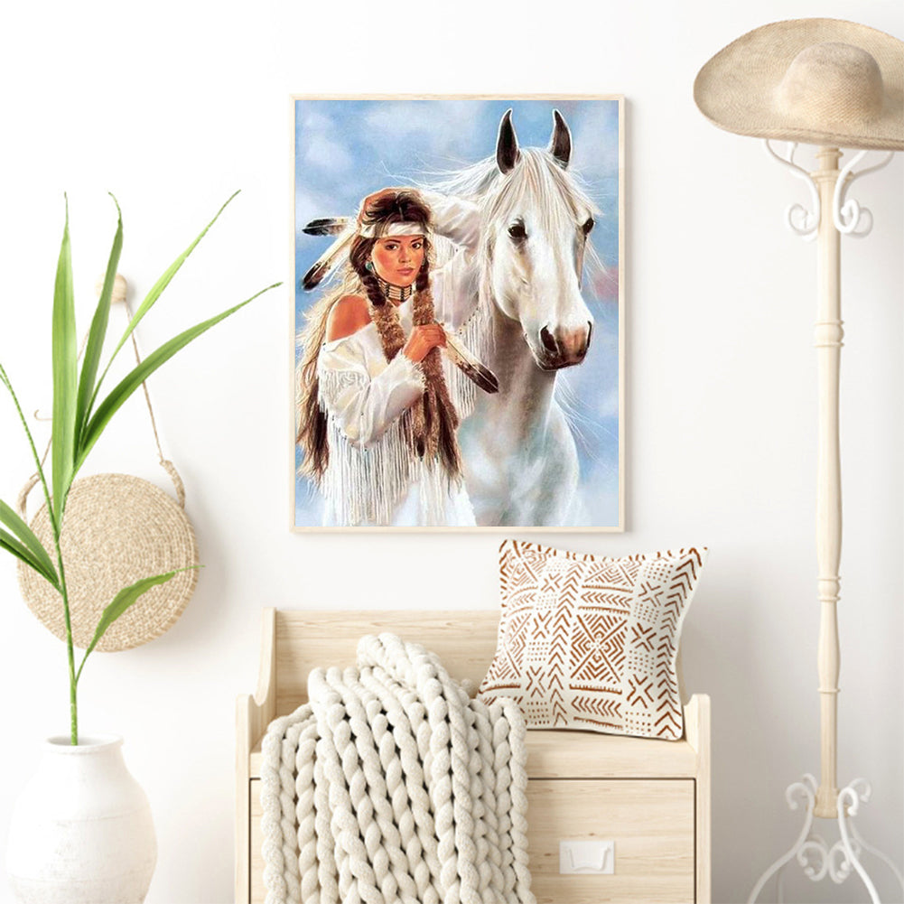 Woman Horse - Full Round Drill Diamond Painting 30*40CM