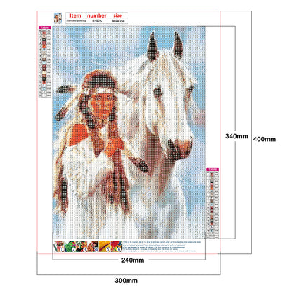 Woman Horse - Full Round Drill Diamond Painting 30*40CM