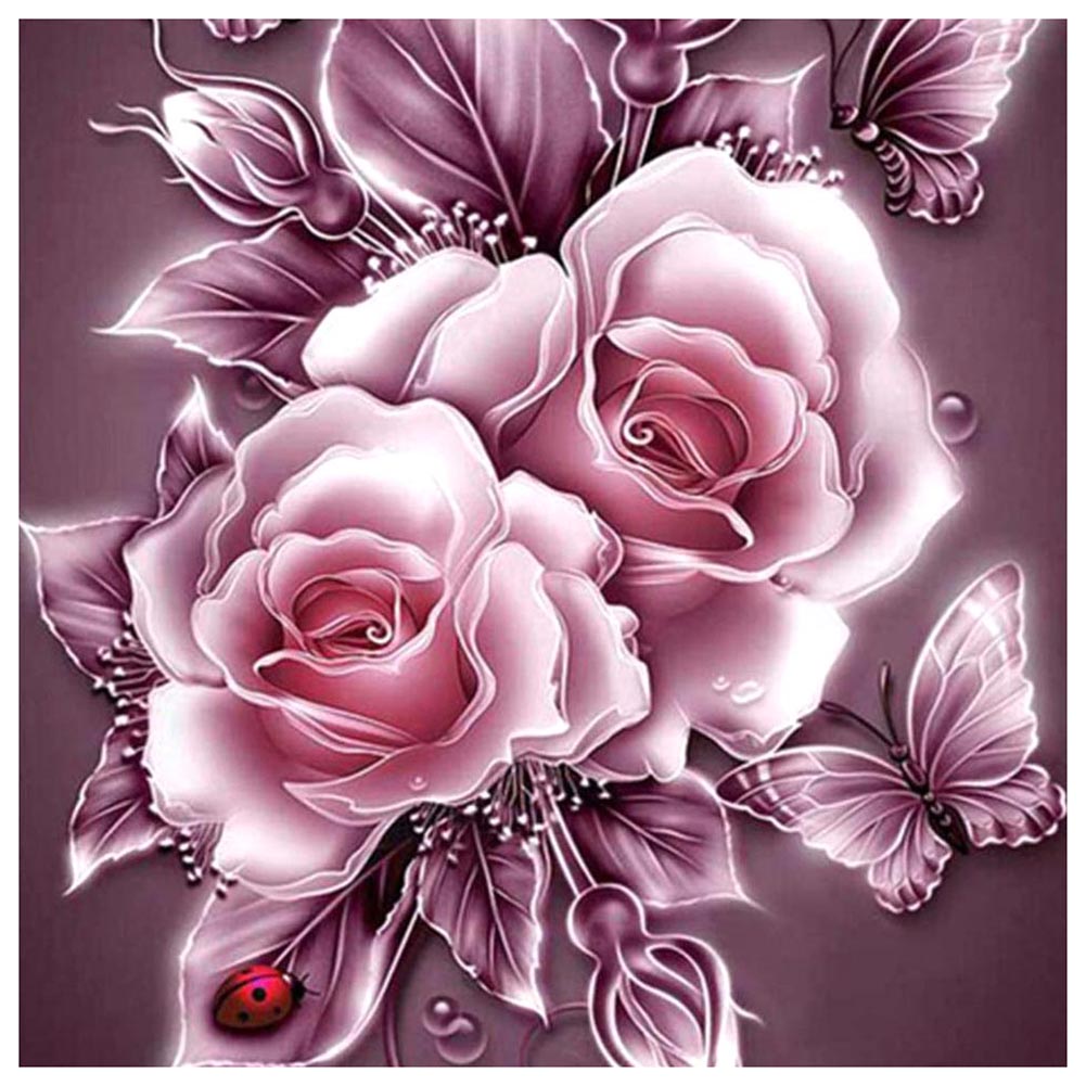 Butterfly Flower - Full Round Drill Diamond Painting 30*30CM