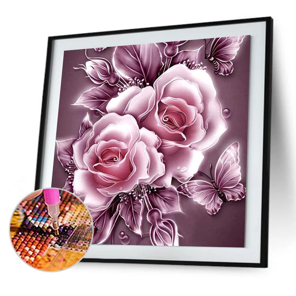 Butterfly Flower - Full Round Drill Diamond Painting 30*30CM