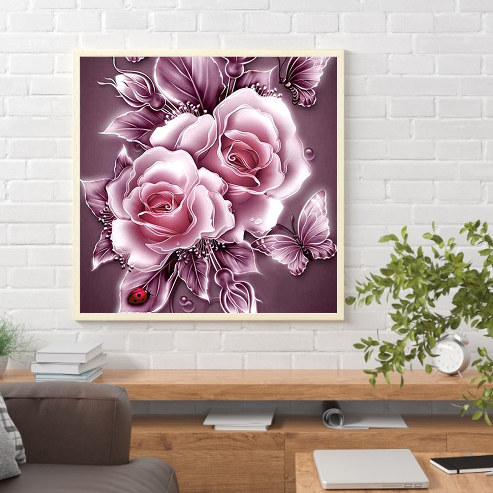 Butterfly Flower - Full Round Drill Diamond Painting 30*30CM