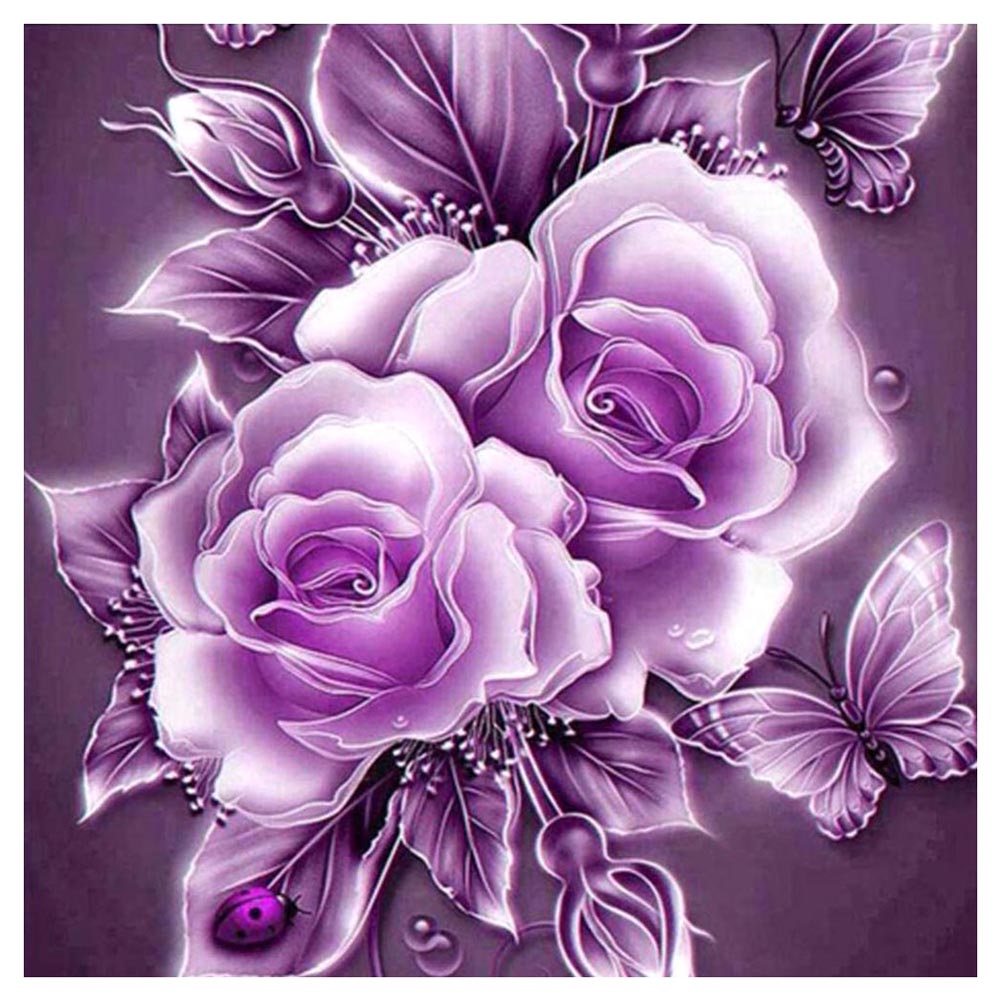 Butterfly Flower - Full Round Drill Diamond Painting 30*30CM