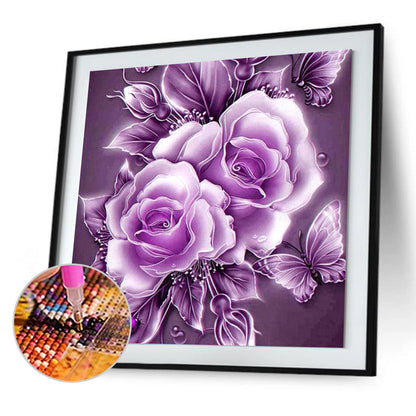 Butterfly Flower - Full Round Drill Diamond Painting 30*30CM