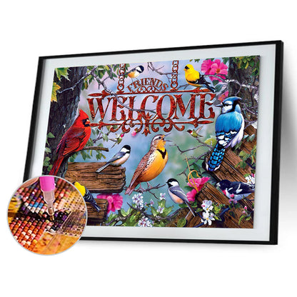 Flower Birds - Full Round Drill Diamond Painting 40*30CM