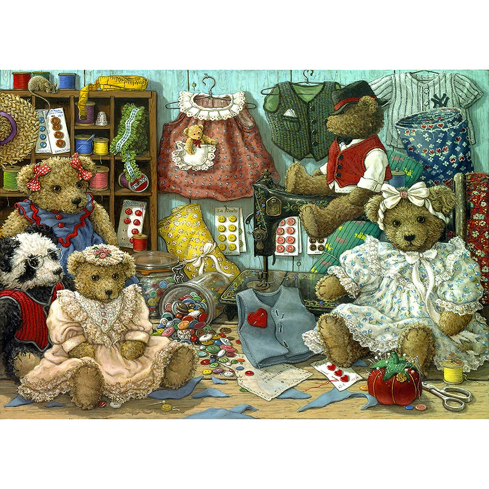 Bear Dolls - Full Round Drill Diamond Painting 40*30CM