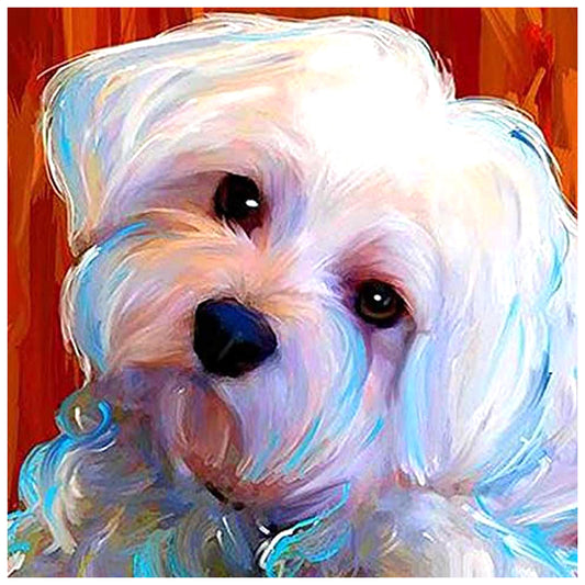 White Dog - Full Round Drill Diamond Painting 30*30CM