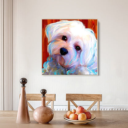 White Dog - Full Round Drill Diamond Painting 30*30CM
