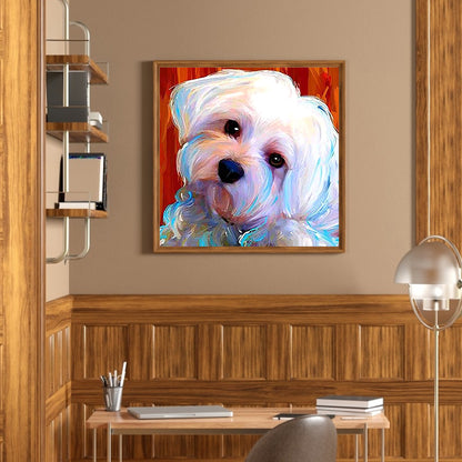 White Dog - Full Round Drill Diamond Painting 30*30CM