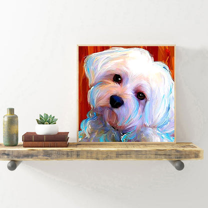 White Dog - Full Round Drill Diamond Painting 30*30CM