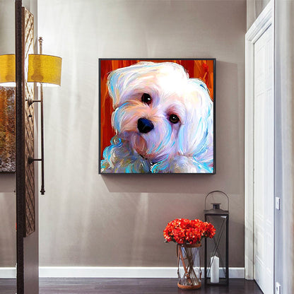 White Dog - Full Round Drill Diamond Painting 30*30CM