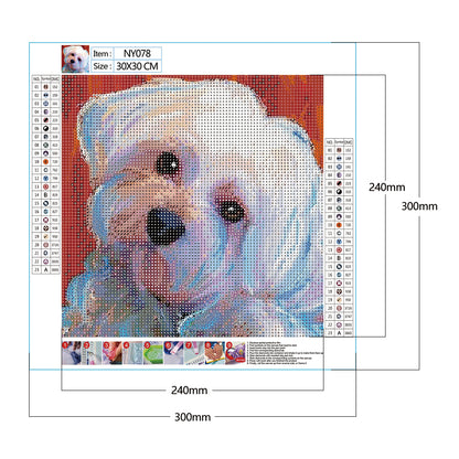 White Dog - Full Round Drill Diamond Painting 30*30CM