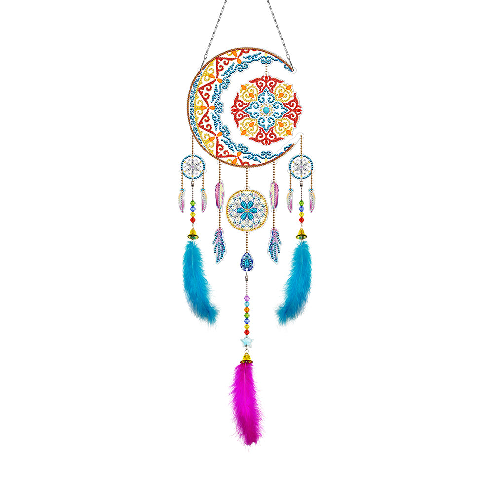 DIY Diamond Painting Dream Catcher Wind Chimes Kit Feather Hanging Craft