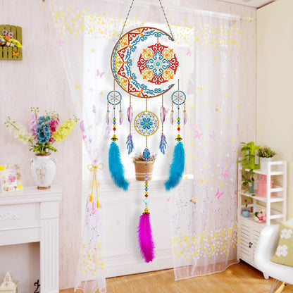 DIY Diamond Painting Dream Catcher Wind Chimes Kit Feather Hanging Craft