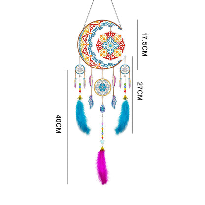 DIY Diamond Painting Dream Catcher Wind Chimes Kit Feather Hanging Craft