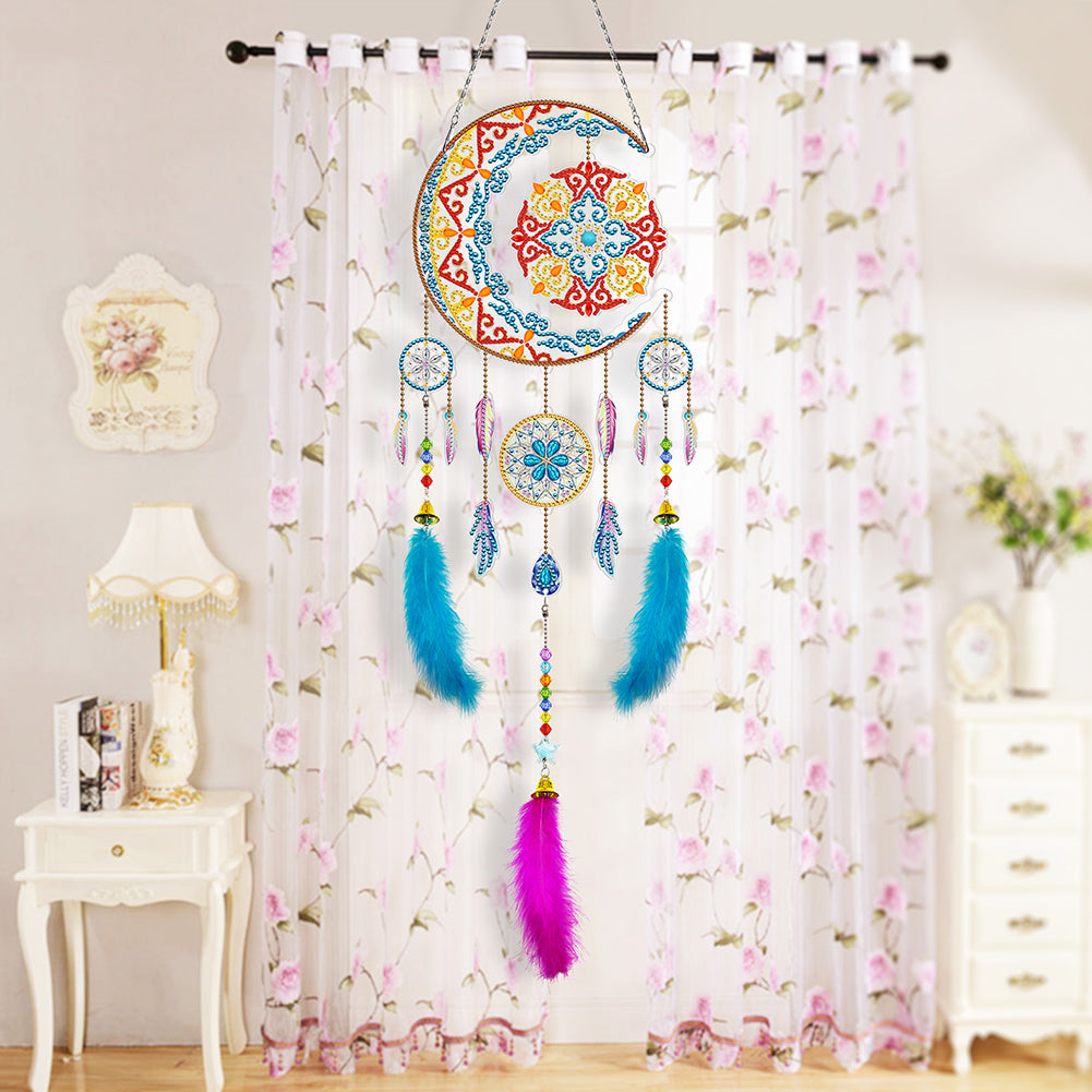 DIY Diamond Painting Dream Catcher Wind Chimes Kit Feather Hanging Craft