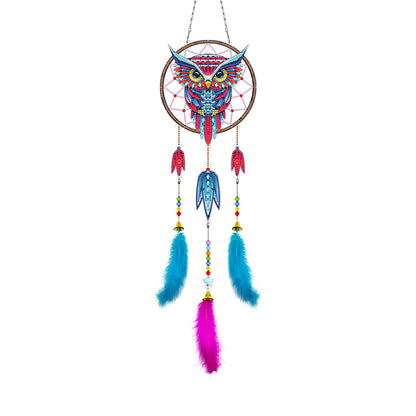 DIY Diamond Painting Dream Catcher Wind Chimes Kit Feather Hanging Craft