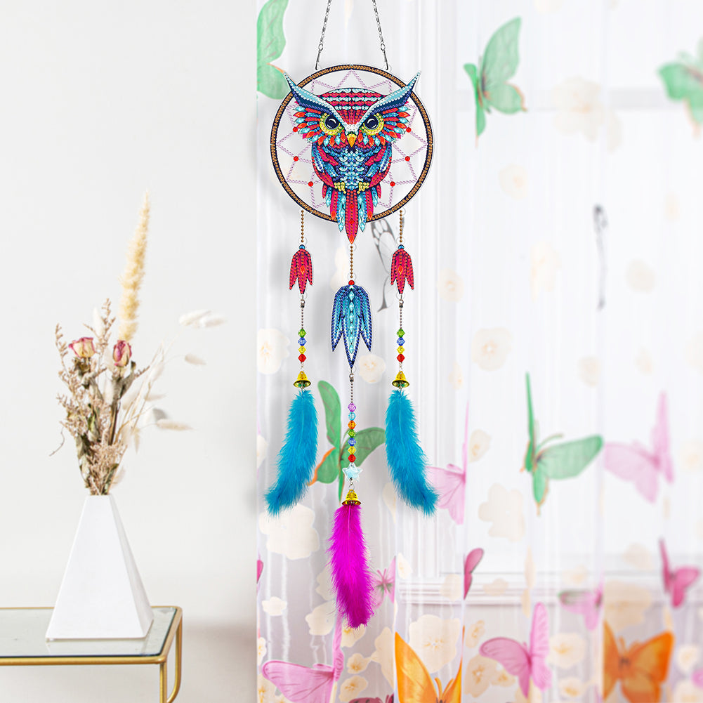 DIY Diamond Painting Dream Catcher Wind Chimes Kit Feather Hanging Craft