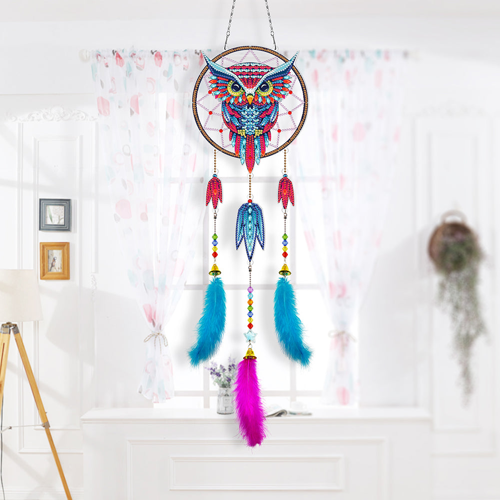 DIY Diamond Painting Dream Catcher Wind Chimes Kit Feather Hanging Craft