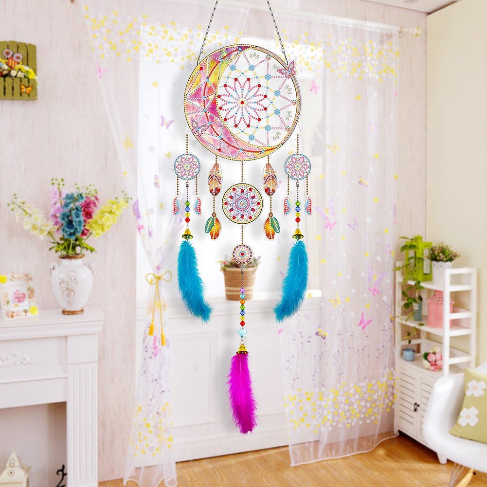 DIY Diamond Painting Dream Catcher Wind Chimes Kit Feather Hanging Craft