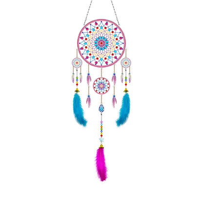 DIY Diamond Painting Dream Catcher Wind Chimes Kit Feather Hanging Craft