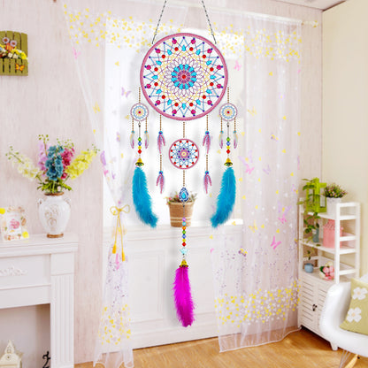 DIY Diamond Painting Dream Catcher Wind Chimes Kit Feather Hanging Craft