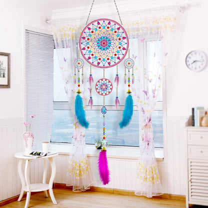 DIY Diamond Painting Dream Catcher Wind Chimes Kit Feather Hanging Craft