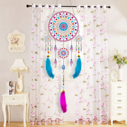 DIY Diamond Painting Dream Catcher Wind Chimes Kit Feather Hanging Craft