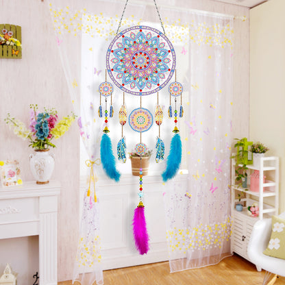 DIY Diamond Painting Dream Catcher Wind Chimes Kit Feather Hanging Craft