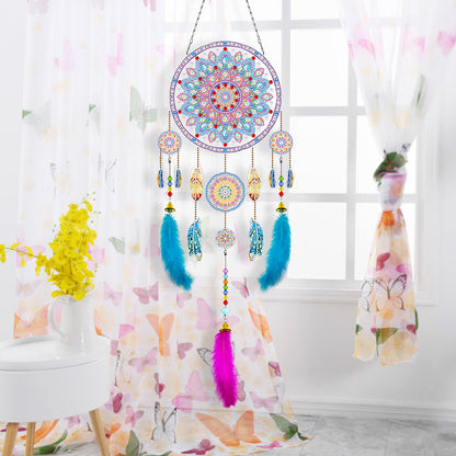 DIY Diamond Painting Dream Catcher Wind Chimes Kit Feather Hanging Craft