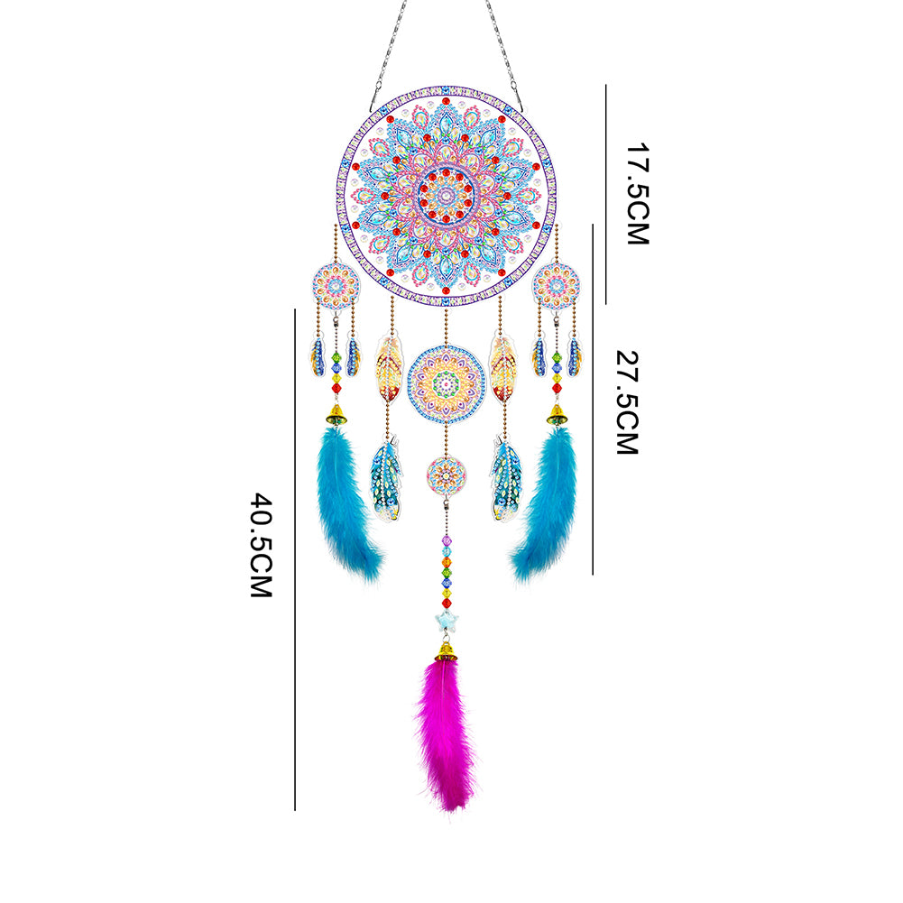 DIY Diamond Painting Dream Catcher Wind Chimes Kit Feather Hanging Craft