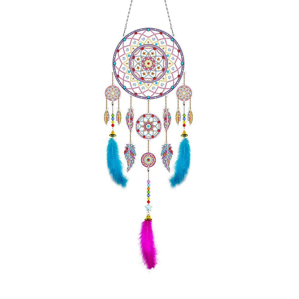 DIY Diamond Painting Dream Catcher Wind Chimes Kit Feather Hanging Craft