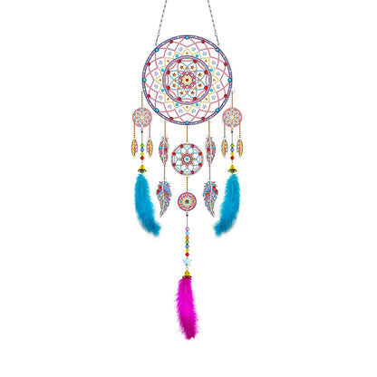 DIY Diamond Painting Dream Catcher Wind Chimes Kit Feather Hanging Craft