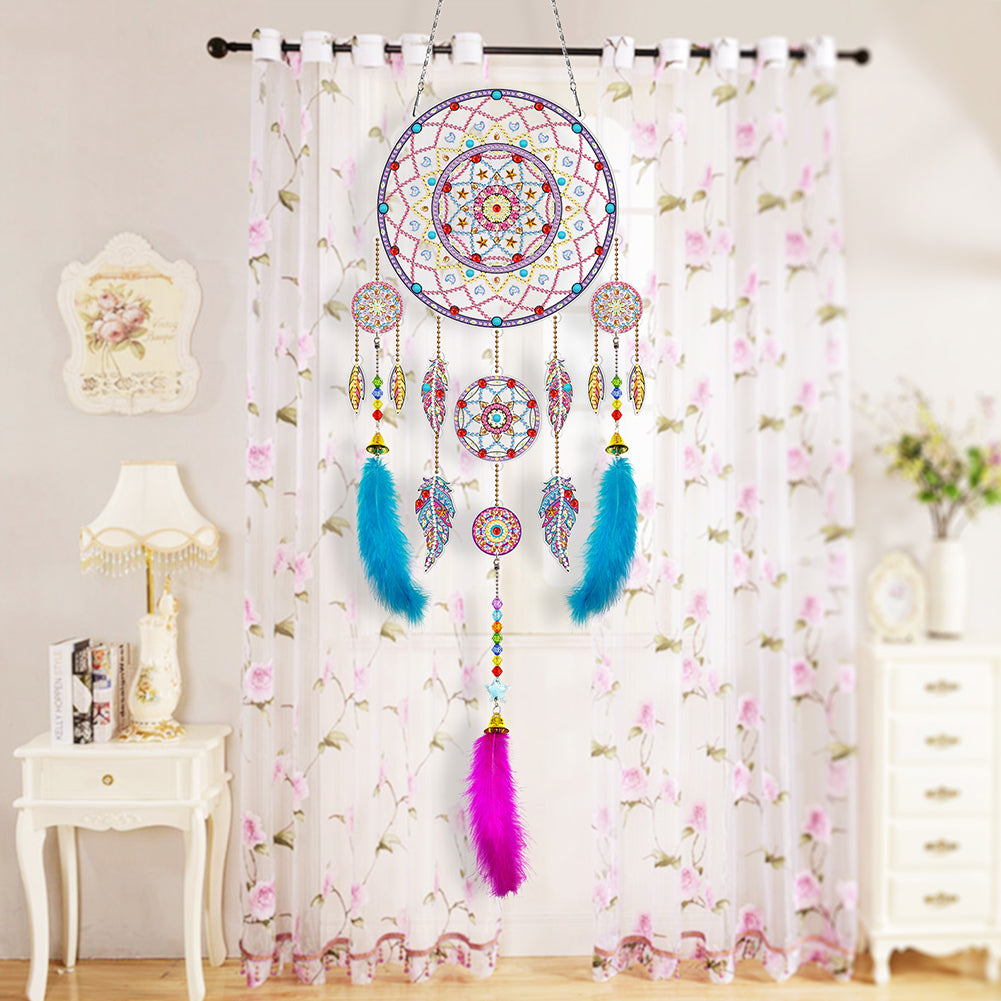 DIY Diamond Painting Dream Catcher Wind Chimes Kit Feather Hanging Craft