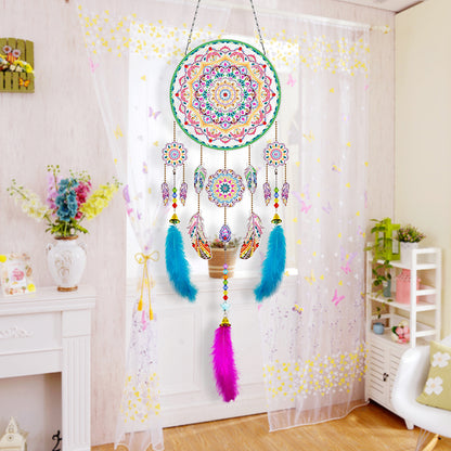 DIY Diamond Painting Dream Catcher Wind Chimes Kit Feather Hanging Craft