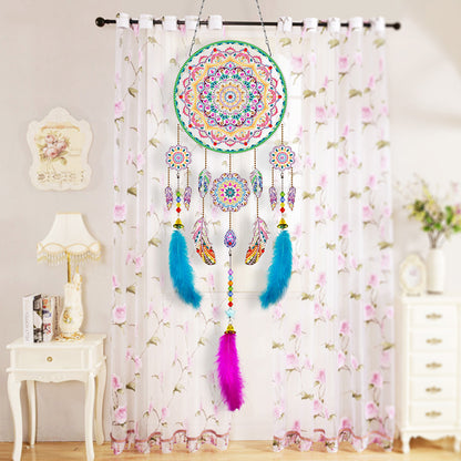 DIY Diamond Painting Dream Catcher Wind Chimes Kit Feather Hanging Craft