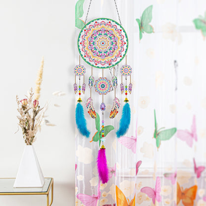 DIY Diamond Painting Dream Catcher Wind Chimes Kit Feather Hanging Craft