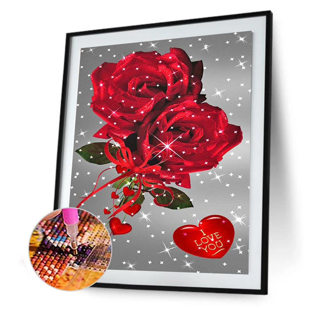 Red Rose - Full Square Drill Diamond Painting 30*40CM