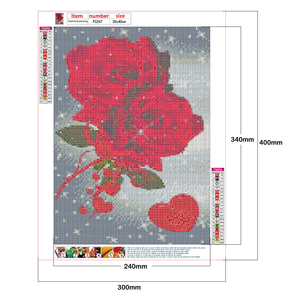 Red Rose - Full Square Drill Diamond Painting 30*40CM