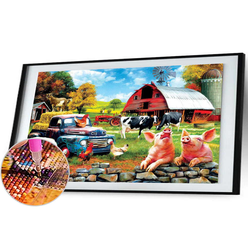 Poultry Grassland - Full Round Drill Diamond Painting 60*45CM