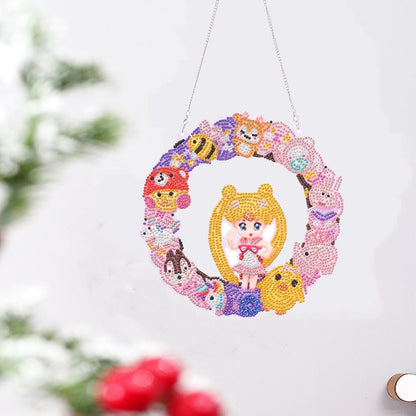 DIY Cartoon Character Craft 5D Diamond Painting Wreath Kit for Door Windows