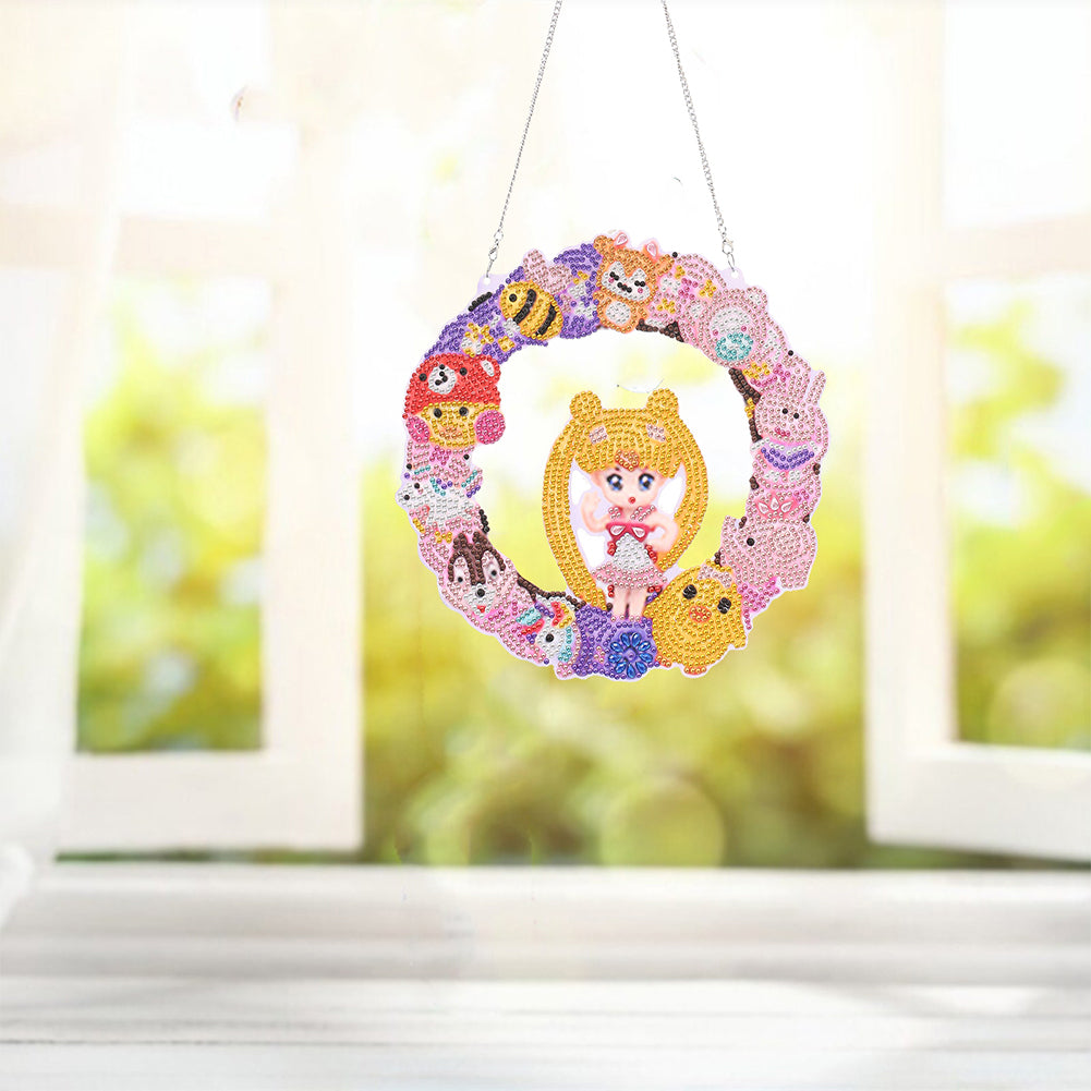 DIY Cartoon Character Craft 5D Diamond Painting Wreath Kit for Door Windows